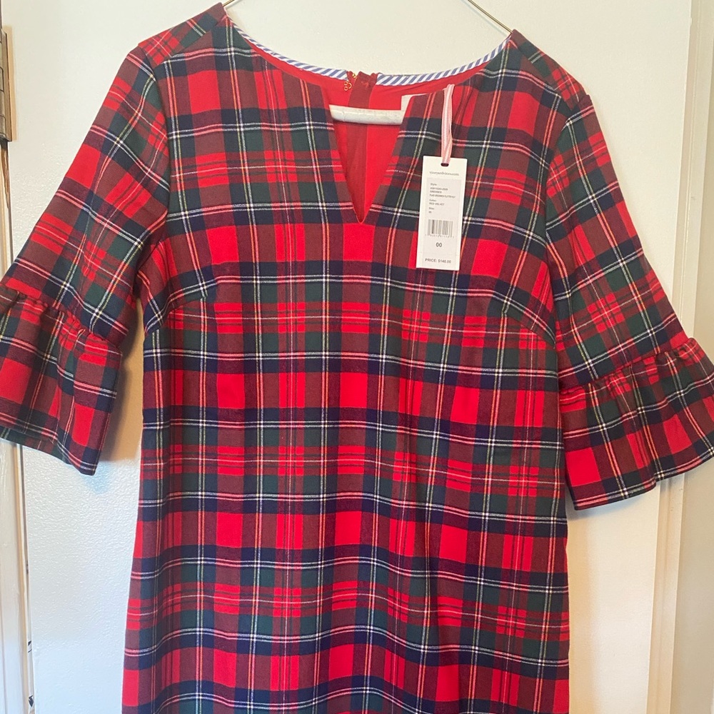 Vineyard Vines Flutter Sleeve, Red Velvet Dress, Size: 00